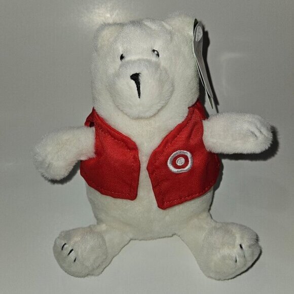 Giggle Scape 7" White Polar Bear Plush Red Target Vest Stuffed Animal Toy w/TAG - Picture 2 of 10